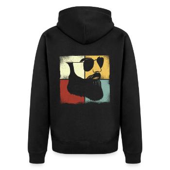 Beard Lover Bearded Man Retro - Unisex Premium Organic Zip Hoodie - black - Back - Nico (187cm)