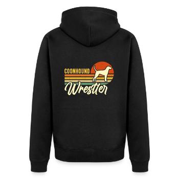 Coonhound Wrestler Retro Treeing Walker Coonhound - Unisex Premium Organic Zip Hoodie - black - Back - Nico (187cm)