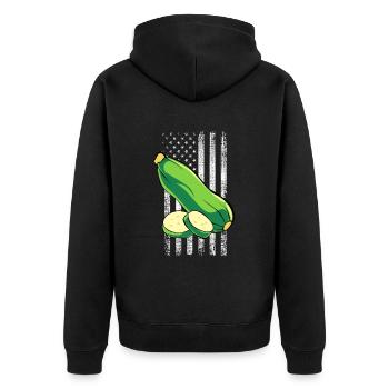 Zucchini - Unisex Premium Bio Zip Hoodie - Schwarz - Hinten - Nico (187cm)