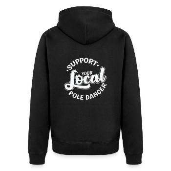 Support your Local Pole Dancer Stange - Unisex Premium Bio Zip Hoodie - Schwarz - Hinten - Nico (187cm)