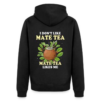 Mate Tee Teetrinker - Unisex Premium Bio Zip Hoodie - Schwarz - Hinten - Nico (187cm)