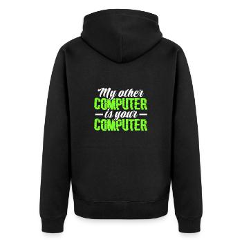 Hacker Coder Computerfreak Nerd Hacking Geschenk - Unisex Premium Bio Zip Hoodie - Schwarz - Hinten - Nico (187cm)