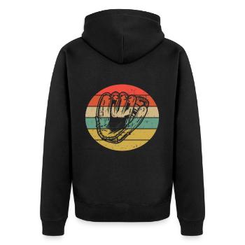 Baseballfänger Baseballspieler Pitcher - Unisex Premium Bio Zip Hoodie - Schwarz - Hinten - Nico (187cm)