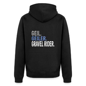 Gravel Bike Gravel Rider Gravel bikes Gravel Ride - Unisex Premium Bio Zip Hoodie - Schwarz - Hinten - Nico (187cm)