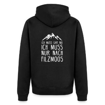 Filzmoos I Skigebiet in Österreich für Skifahrer - Unisex Premium Bio Zip Hoodie - Schwarz - Hinten - Nico (187cm)