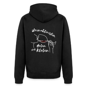 "Weinaktivistin Heben statt Kleben" - lustiges - Unisex Premium Bio Zip Hoodie - Schwarz - Hinten - Nico (187cm)