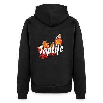 TAPFLIFE - Ahornbaum -Tippen Auf Zucker- Und - Unisex Premium Bio Zip Hoodie - Schwarz - Hinten - Nico (187cm)