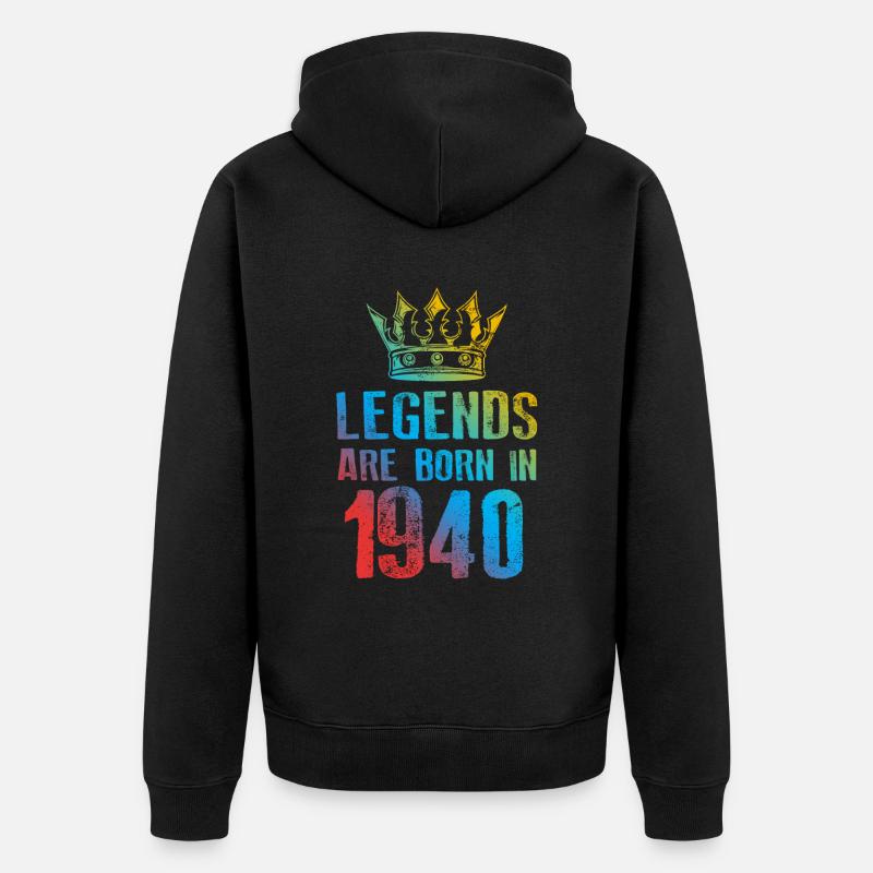 1940 Légendes nées en - Veste à capuche bio Premium Unisexe - noir