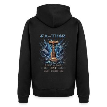 Herren Vathor - Vatertag Vatertagsgeschenk Viking - Unisex Premium Bio Zip Hoodie - Schwarz - Hinten - Nico (187cm)
