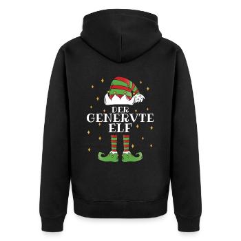 Der Genervte Elf - Familien Weihnachtsoutfit - Unisex Premium Bio Zip Hoodie - Schwarz - Hinten - Nico (187cm)