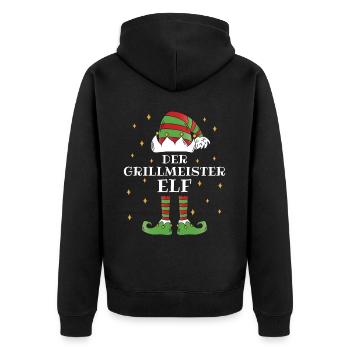 Der Grillmeister Elf - Familien Weihnachtsoutfit - Unisex Premium Bio Zip Hoodie - Schwarz - Hinten - Nico (187cm)