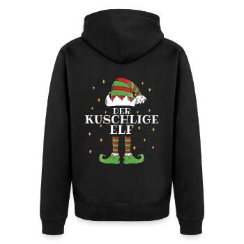Die Kuschlige Elf - Familien Weihnachtsoutfit - Unisex Premium Bio Zip Hoodie - Schwarz - Hinten - Nico (187cm)