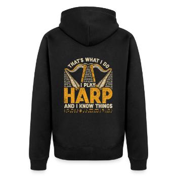 Harfenist Harfenistin Harfenspielerin Harfe - Unisex Premium Bio Zip Hoodie - Schwarz - Hinten - Nico (187cm)