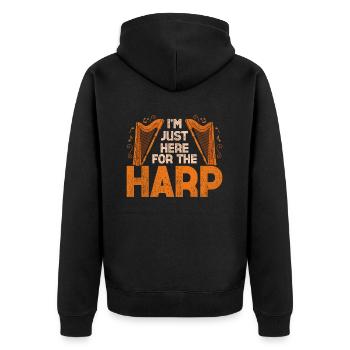 Harfenist Harfenistin Harfenspielerin Harfe - Unisex Premium Bio Zip Hoodie - Schwarz - Hinten - Nico (187cm)