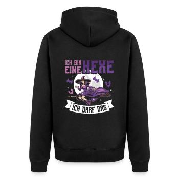 Ich Bin Eine Hexe Ich Darf Das - Unisex Premium Bio Zip Hoodie - Schwarz - Hinten - Nico (187cm)