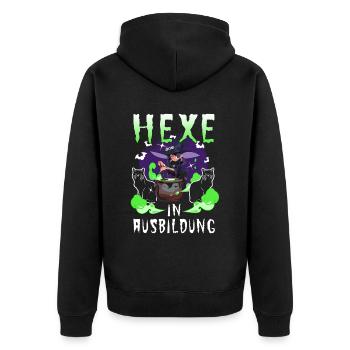 Hexe In Ausbildung - Unisex Premium Bio Zip Hoodie - Schwarz - Hinten - Nico (187cm)