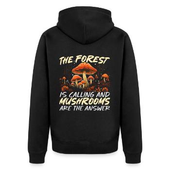 Mushroom Foraging Mycology Fungi Morel Hunting - Unisex Premium Organic Zip Hoodie - black - Back - Nico (187cm)