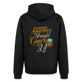 Bourbon Cigars Whisky Cigars Lounge Lovers - Unisex Premium Organic Zip Hoodie - black - Back - Nico (187cm)