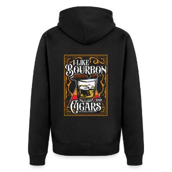 Bourbon Cigars Whisky Cigars Lounge Lovers - Unisex Premium Organic Zip Hoodie - black - Back - Nico (187cm)