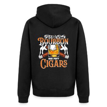 Bourbon Cigars Whisky Cigars Lounge Lovers - Unisex Premium Organic Zip Hoodie - black - Back - Nico (187cm)