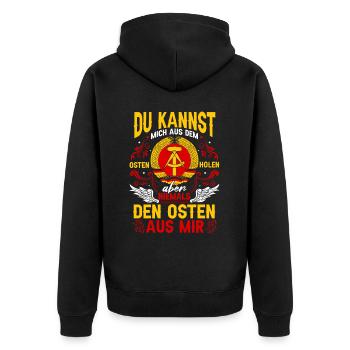 Osten Ostalgie Ostdeutschland DDR Sachsen - Unisex Premium Bio Zip Hoodie - Schwarz - Hinten - Nico (187cm)