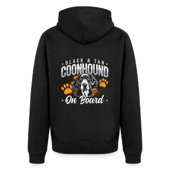 Coonhound Black & Tan Coonhound On Board Dog Club - Unisex Premium Organic Zip Hoodie - black - Back - Nico (187cm)