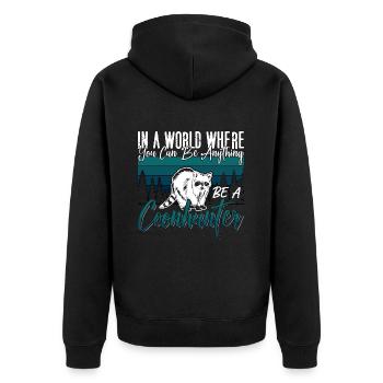 Coonhound In A World Where You Can Treeing Walker - Unisex Premium Bio Zip Hoodie - Schwarz - Hinten - Nico (187cm)