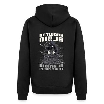 Network Ninja Funny Networking Quote Computer Engi - Unisex Premium Bio Zip Hoodie - Schwarz - Hinten - Nico (187cm)