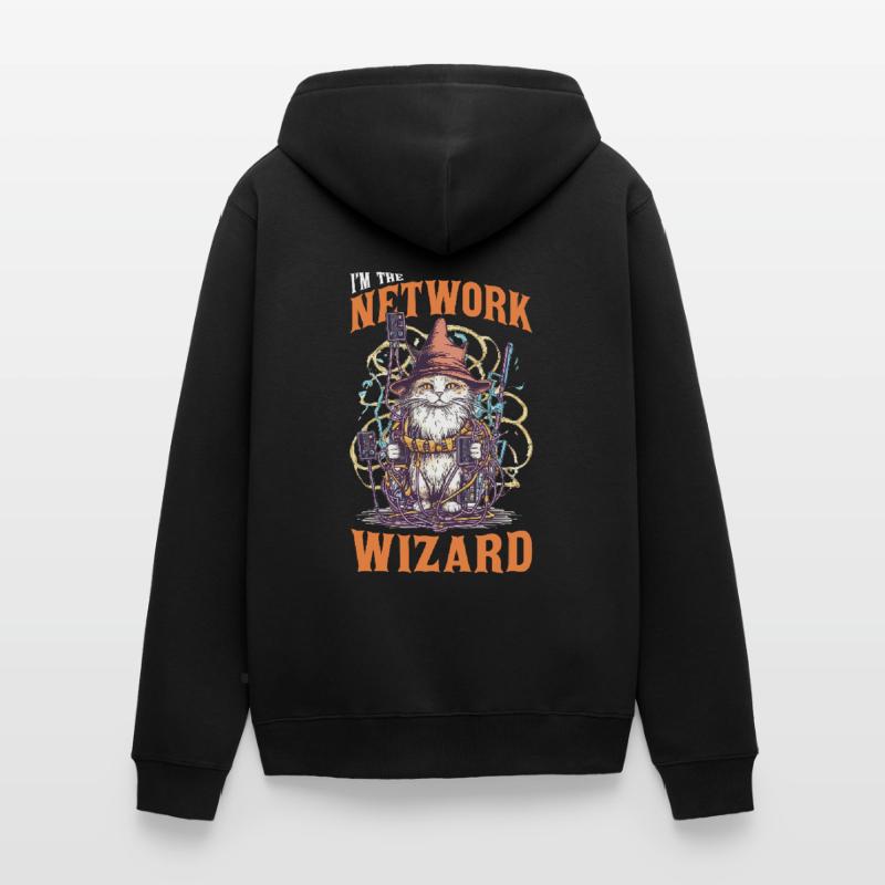 Network Wizard Network Admin Cat Computer Engineer Unisex Premium Bio Zip Hoodie
