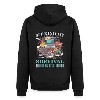 My Kind Of Survival Kit Funny Networking Quote Net - Unisex Premium Bio Zip Hoodie - Schwarz - Hinten - Nico (187cm)