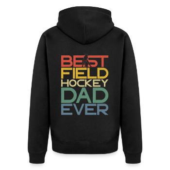 Field Hockey Dad Best Field Hockey - Unisex Premium Bio Zip Hoodie - Schwarz - Hinten - Nico (187cm)