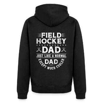 Field Hockey Dad Field Hockey Dad - Unisex Premium Bio Zip Hoodie - Schwarz - Hinten - Nico (187cm)