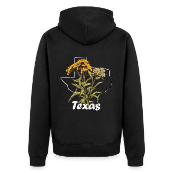 Texas Flagge Mit Floralem Frühling Texas - Unisex Premium Bio Zip Hoodie - Schwarz - Hinten - Nico (187cm)