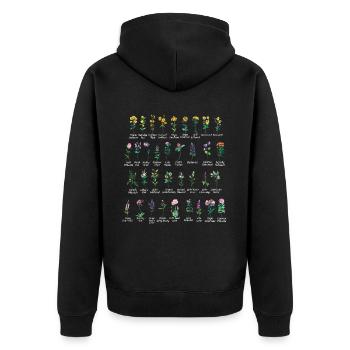 Texas Flagge Mit Floralem Frühling Texas - Unisex Premium Bio Zip Hoodie - Schwarz - Hinten - Nico (187cm)