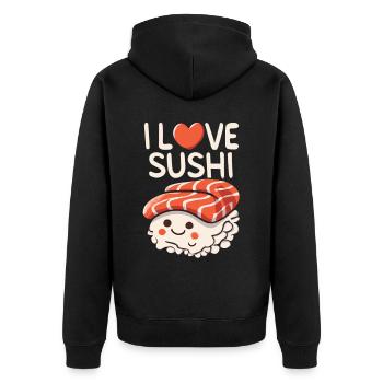 Sushi Dreams - Célébrez votre amour pour les sushis - Veste à capuche bio Premium Unisexe - noir - Dos - Nico (187cm)