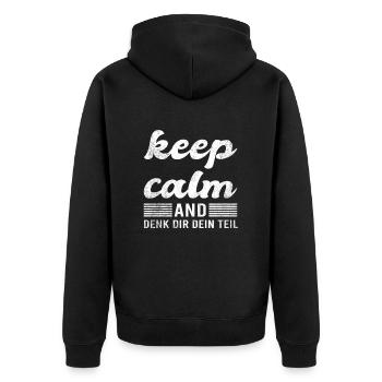 Lustiger Ironischer Spruch - Unisex Premium Bio Zip Hoodie - Schwarz - Hinten - Nico (187cm)