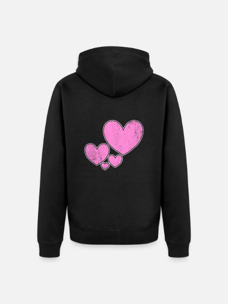 Hearts in Love Hearts - Unisex Premium Organic Zip Hoodie - black
