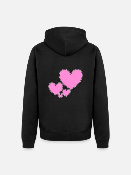Cœurs dans l’amour Cœurs - Veste à capuche bio Premium Unisexe - noir