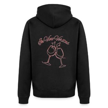 In Vino Veritas Sketched - Unisex Premium Organic Zip Hoodie - black - Back - Nico (187cm)