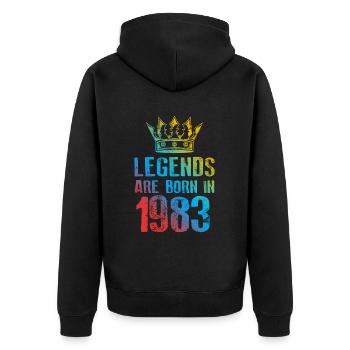 Légendes nées en 1983 - Veste à capuche bio Premium Unisexe - noir - Dos - Nico (187cm)