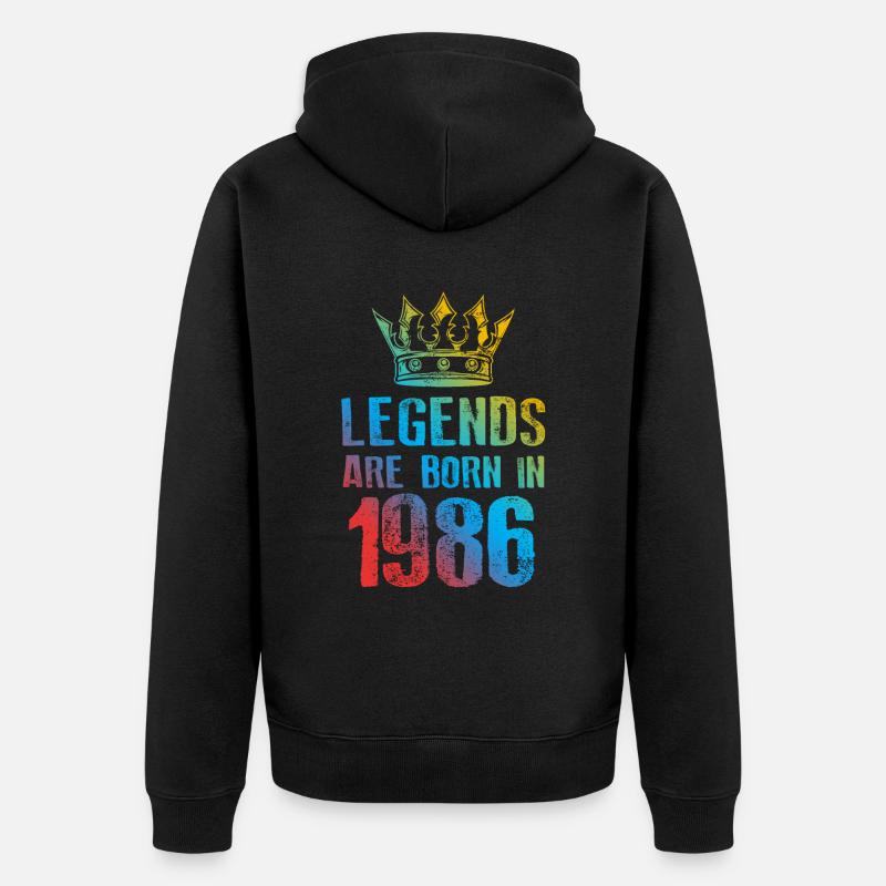 1986 Légendes nées en - Veste à capuche bio Premium Unisexe - noir