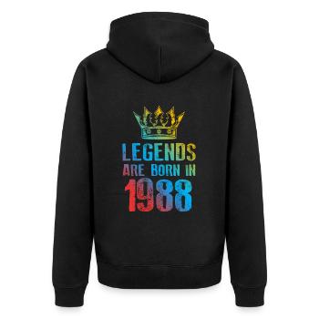 1988 legends born in - Unisex Premium Bio Zip Hoodie - Schwarz - Hinten - Nico (187cm)