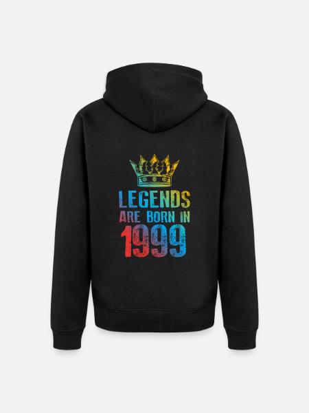 1999 legends born in - Unisex Premium Organic Zip Hoodie - black