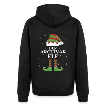 Der Archivar Elf - Familien Weihnachtsoutfit - Unisex Premium Bio Zip Hoodie - Schwarz - Hinten - Nico (187cm)