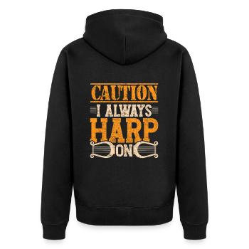 Harfenist Harfenistin Harfenspielerin Harfe - Unisex Premium Bio Zip Hoodie - Schwarz - Hinten - Nico (187cm)