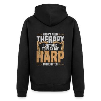 Harfenist Harfenistin Harfenspielerin Harfe - Unisex Premium Bio Zip Hoodie - Schwarz - Hinten - Nico (187cm)