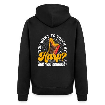 Harfenist Harfenistin Harfenspielerin Harfe - Unisex Premium Bio Zip Hoodie - Schwarz - Hinten - Nico (187cm)