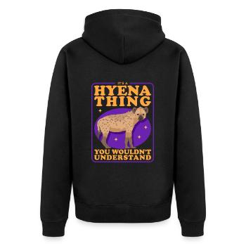 Hyena, spotted hyena, hyena gift - Unisex Premium Organic Zip Hoodie - black - Back - Nico (187cm)