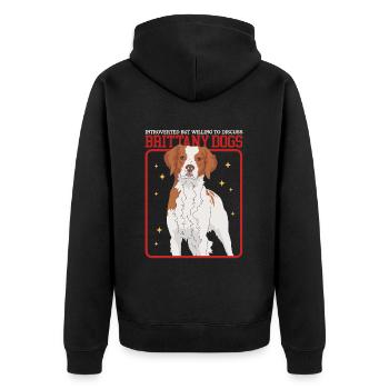 Brittany Epagneul Breton Vorstehhunde Geschenk - Unisex Premium Bio Zip Hoodie - Schwarz - Hinten - Nico (187cm)