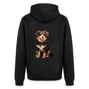 Hovawart besitzer Bauernhund Reinrassig - Unisex Premium Bio Zip Hoodie - Schwarz - Hinten - Nico (187cm)
